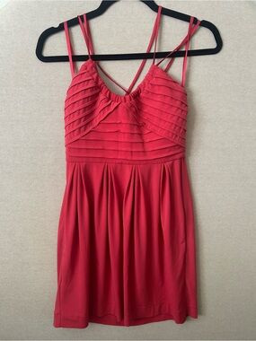 BCBGeneration- Red Pleated Bodice Spaghetti Strap Dress- Size XS